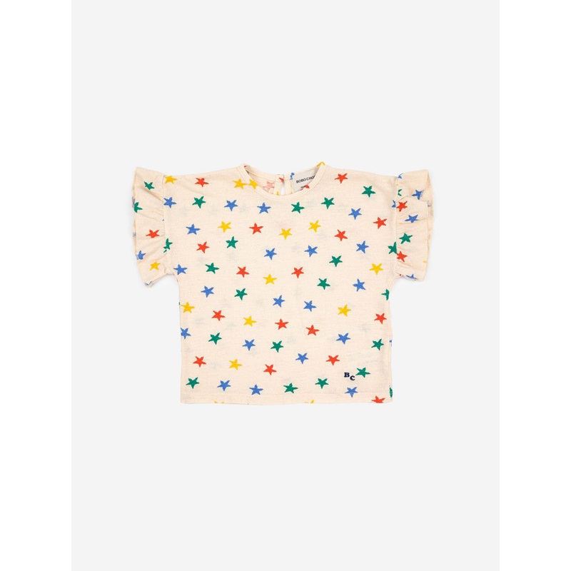 Bobo Choses Multicolor Stars All Over Ruffle T-Shirt