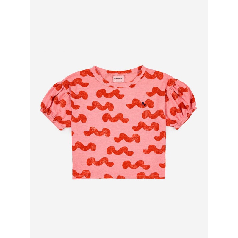 Bobo Choses Waves All Over Puffed Sleeve T-Shirt