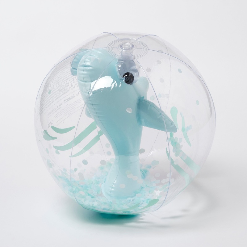 SUNNYLiFE 3D Inflatable Beach Ball Shark Tribe Khaki