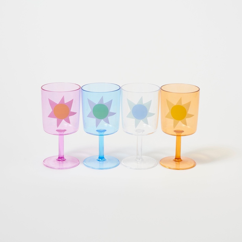 SUNNYLiFE Poolside Wine Glass Utopia Multi Set of 4