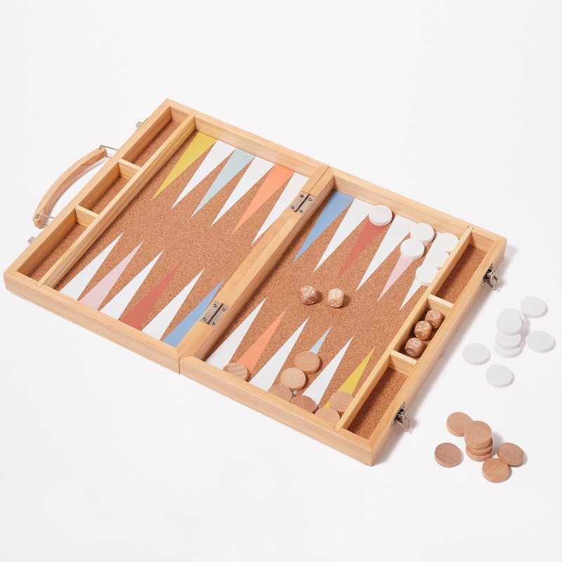 SUNNYLiFE Wooden Backgammon Majorelle