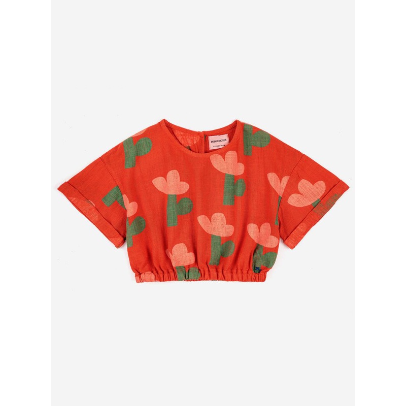 Bobo Choses Sea Flower All Over Woven Short Sleeve Top
