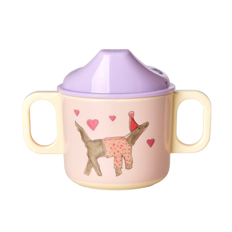 Rice DK Melamine 2 Handle Baby Cup with Animal Print - Lavender