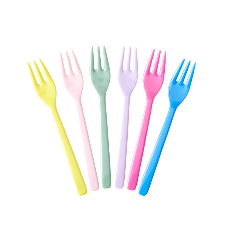 Rice DK Melamine Cake Forks in Asst SS23 Colors - Bundle of 6