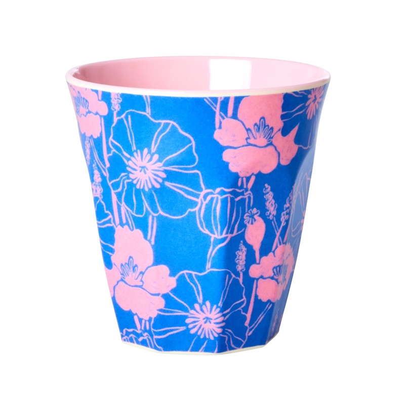 Rice DK Melamine Cup with Poppies Love Print - Two Tone - Medium