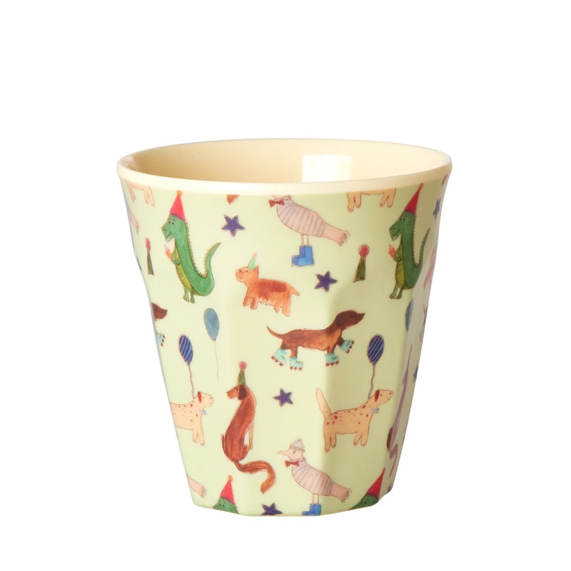 Rice DK Melamine Kids Cup with Animal Print - Small - Green