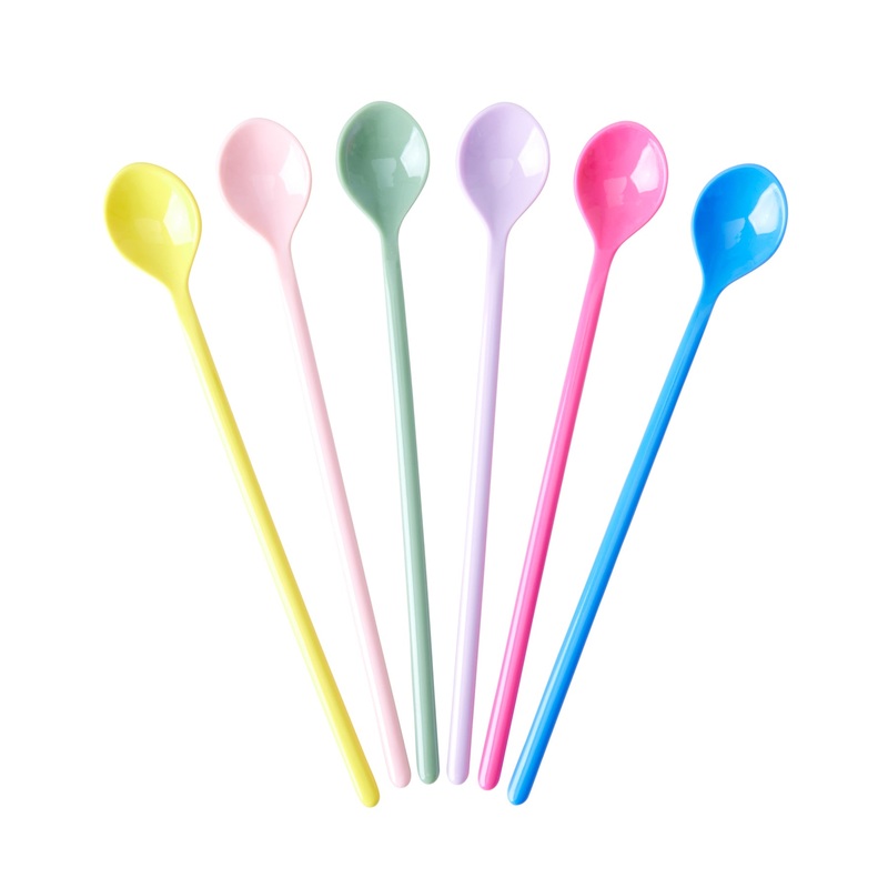 Rice DK Melamine Latte Spoons in Assorted SS23 Colors - Bundle of 6