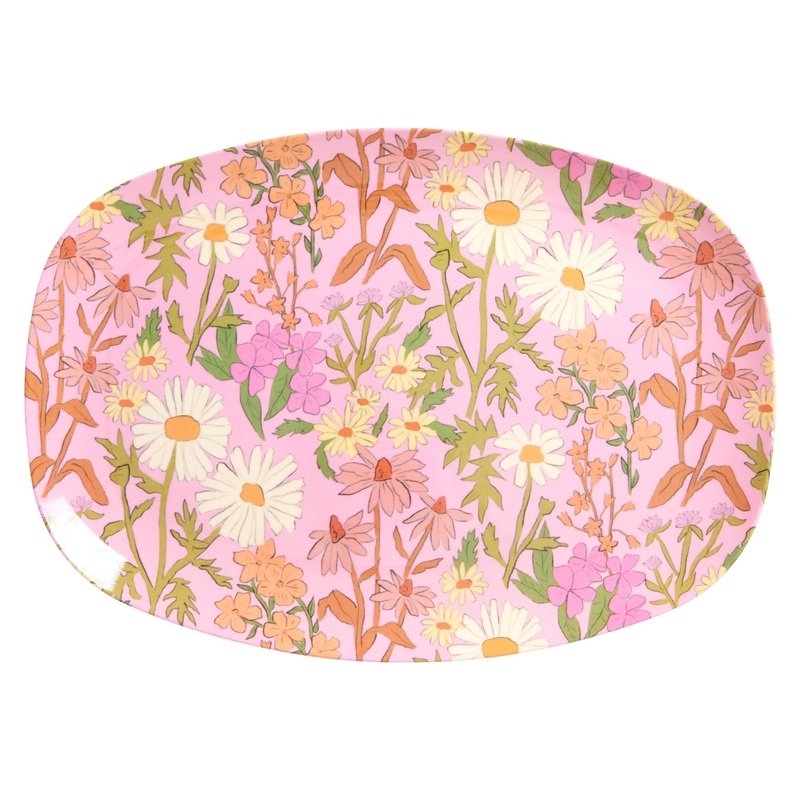 Rice DK Melamine Rectangular Plate with Daisy Dearest Print