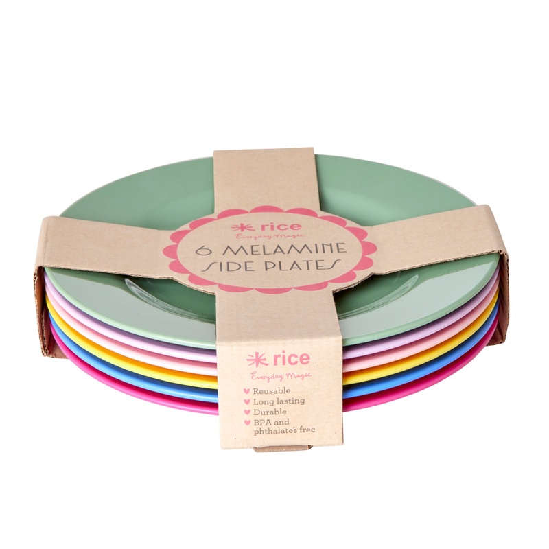 Rice DK Melamine Round Side Plates in Assorted Colors - 6 pcs - Giftbox