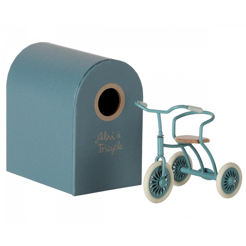 Maileg Abri  Tricycle, Mouse - Petrol Blue