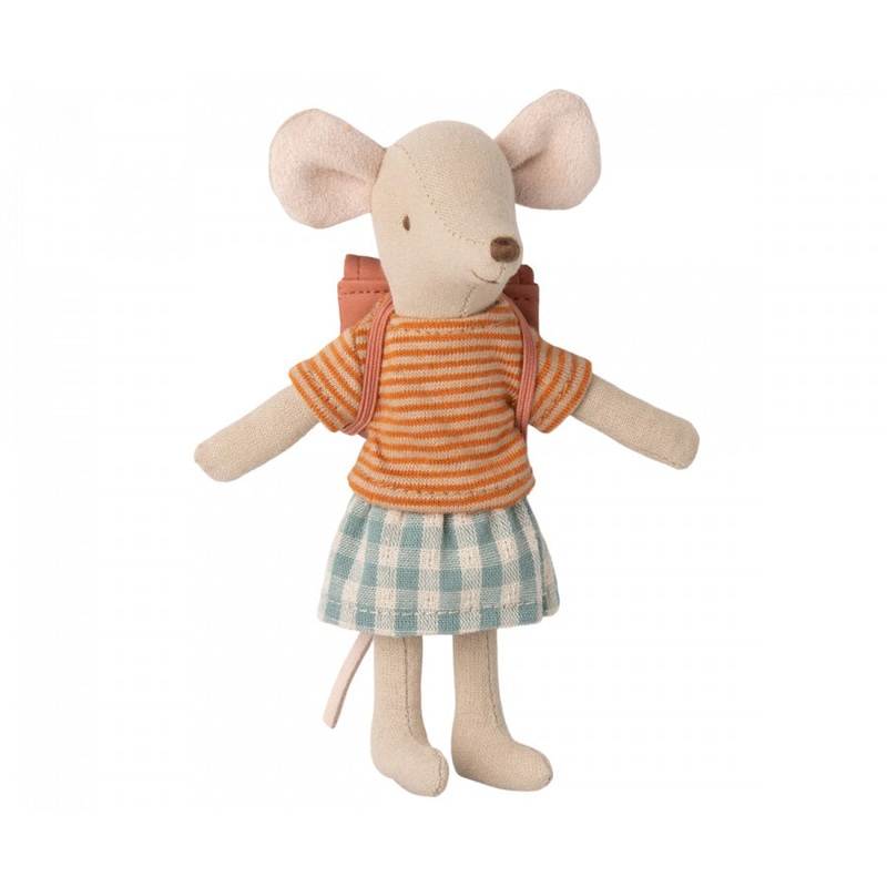 Maileg Tricycle Mouse, Big Sister with Bag - Old Rose