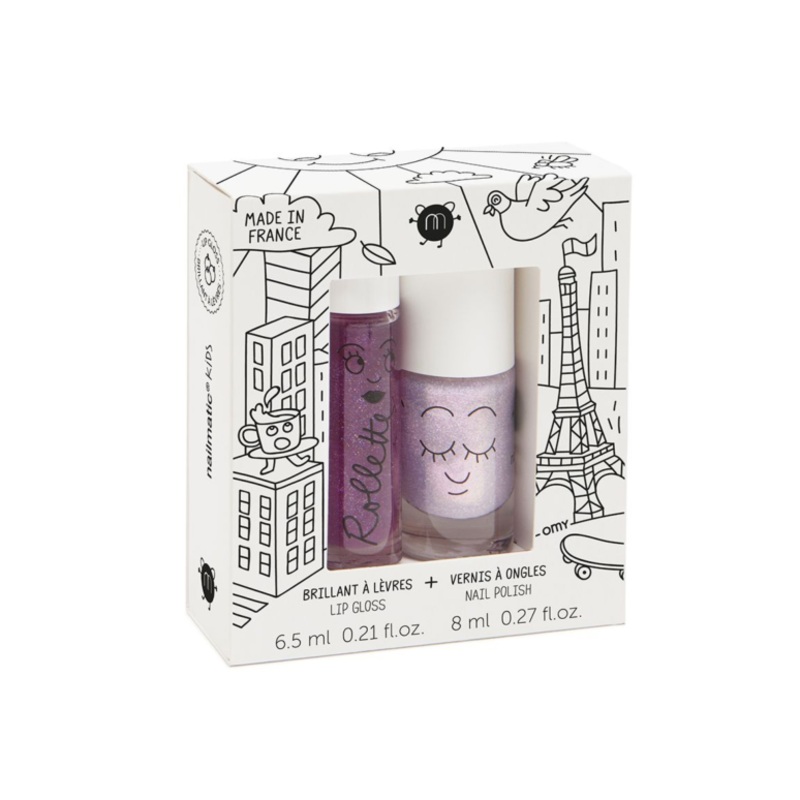 Nailmatic Set 1 Lip Gloss - Blackberry + 1 Water Based Nail Polish - Elliot