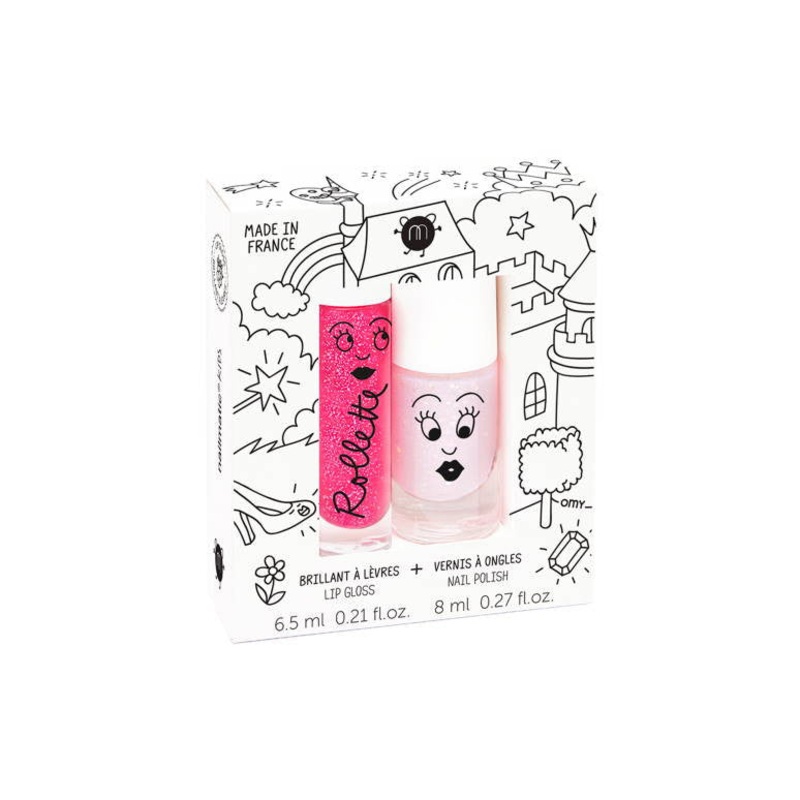 Nailmatic Set 1 Lip Gloss - Raspberry + 1 Water Based Nail Polish - Polly