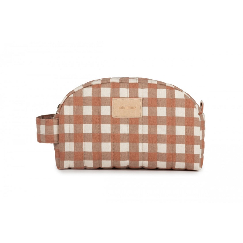 nobodinoz Hyde Park Waterproof Vanity Case 26x15x10cm Terracotta Checks