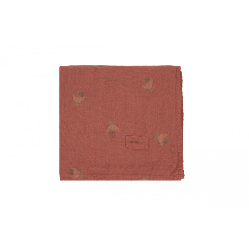nobodinoz Wabi-Sabi Birth Gift Swaddle Print 70x70cm Blossom Rosewood