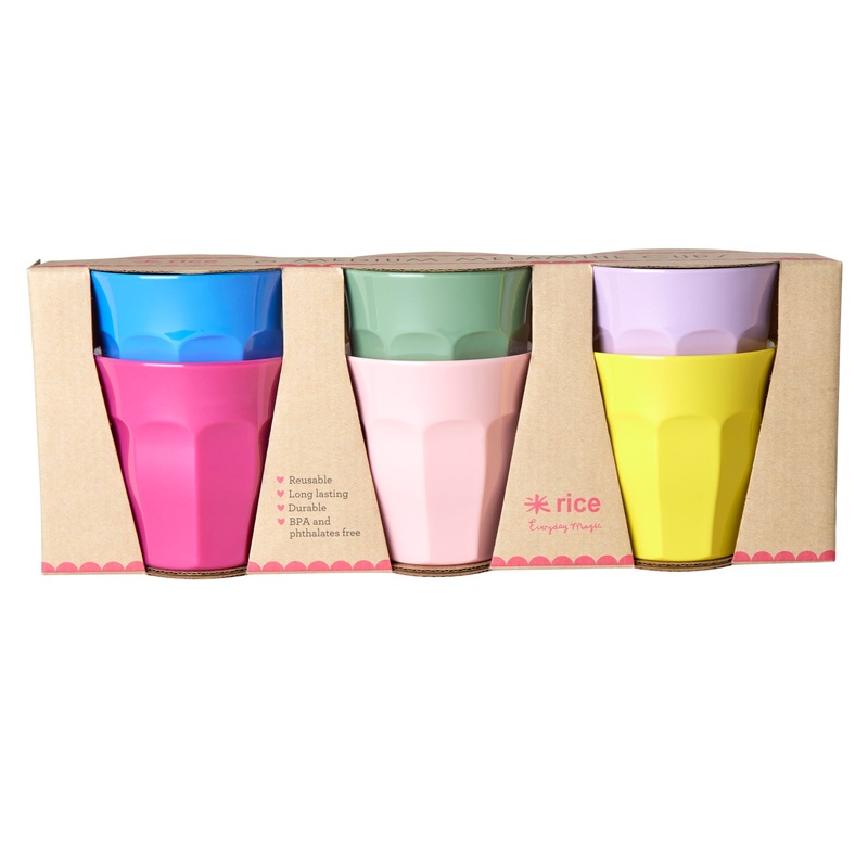Rice DK Melamine Cups in Assorted Colors - Medium - 6 pcs - Giftbox