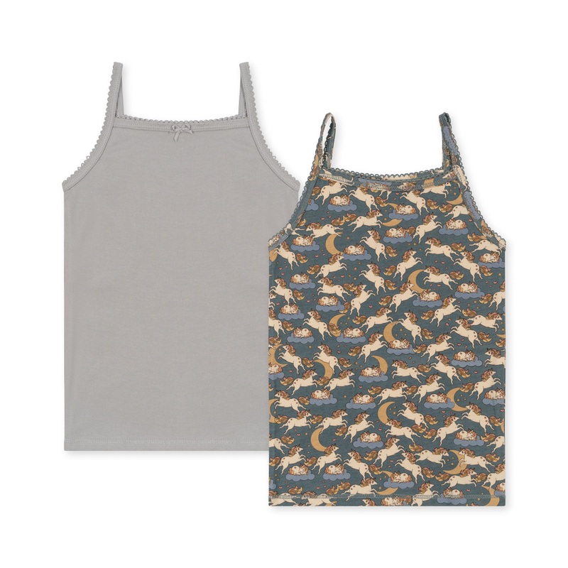 Konges Sljd Basic 2 Pack Strap Top GOTS Unicorn Bleu/Harbor Mist
