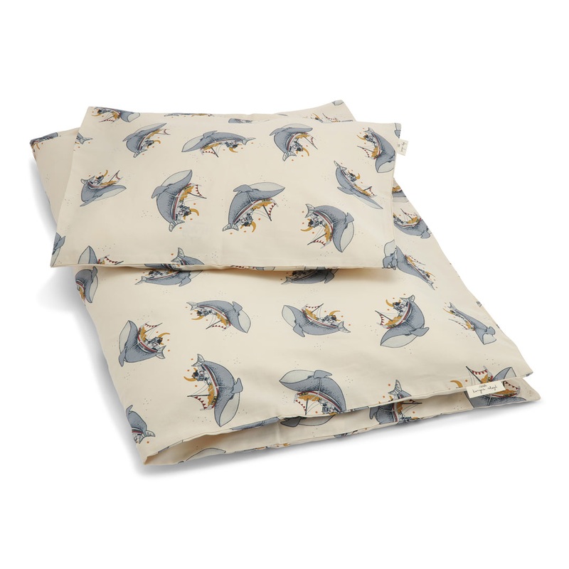 Konges Sljd Duvet Cover & Pillow Case Junior Bedding Set Whale Boat 140x100