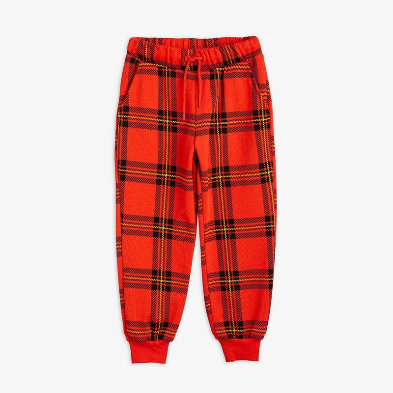 Mini Rodini Check AOP Sweatpants Red