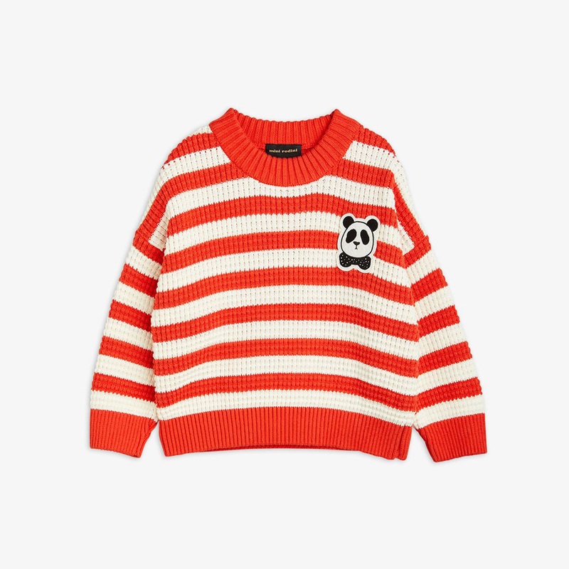 Mini Rodini Panda Knitted Sweater Red