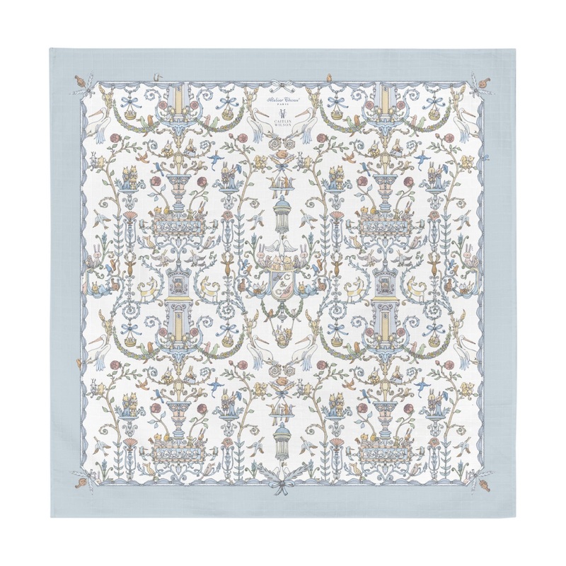 Atelier Choux Muslin Toile De Jouy Blue 100x100cm