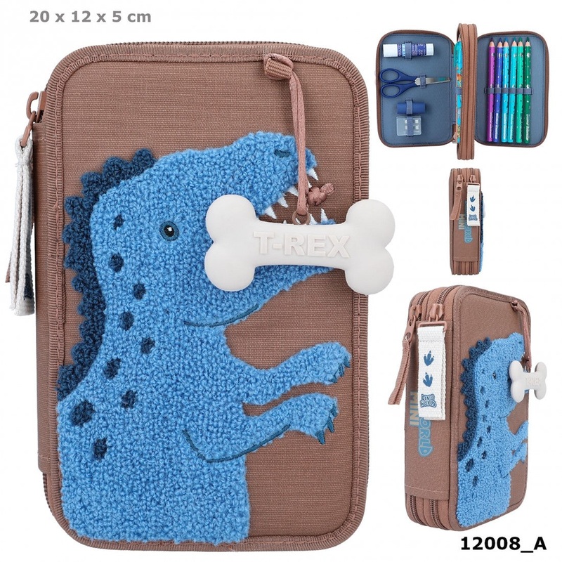 Depesche Dino World Double Pencil Case Brown Dini Mini
