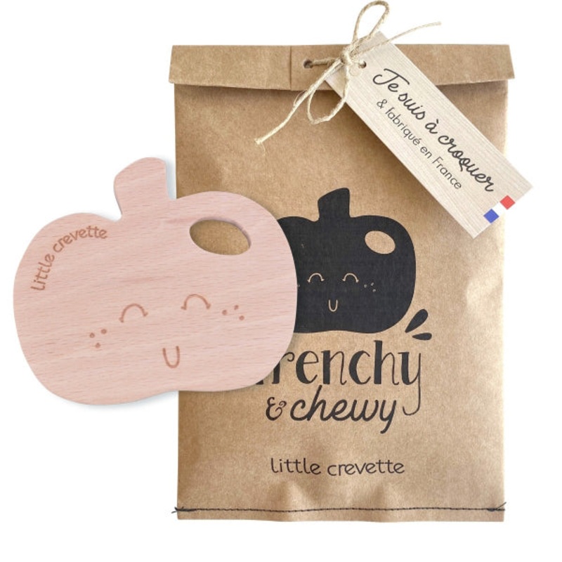 Little Crevette Wooden Teething Ring Pomme D'amour