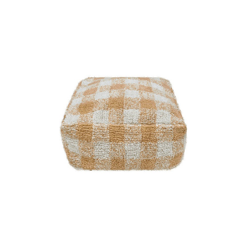 Lorena Canals Kitchen Vichy Honey Machine Washable Pouffe - 40x40x20cm (Online Exclusive)