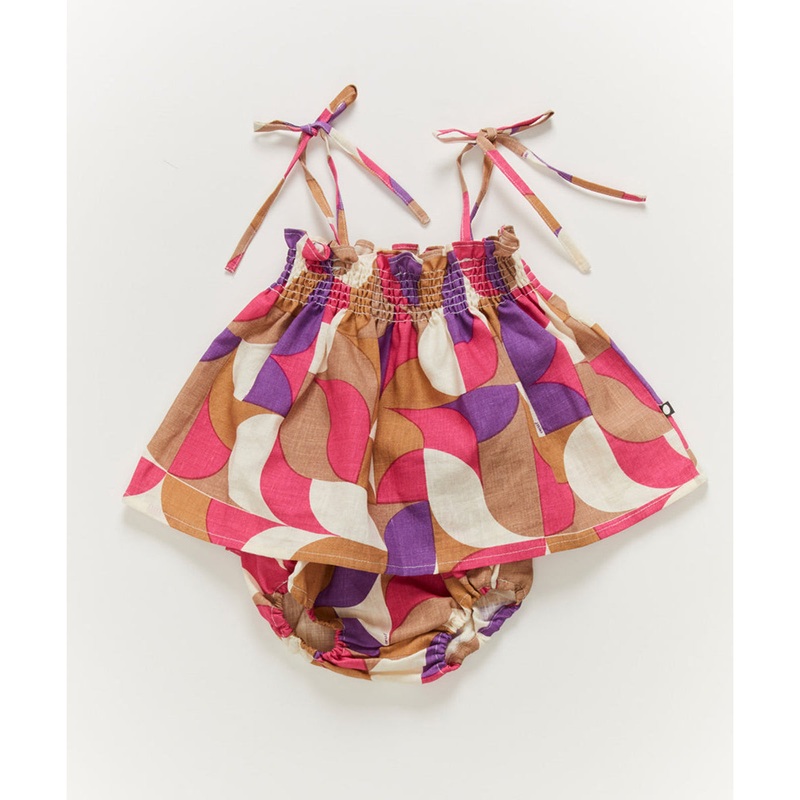 Oeuf Baby Smockd Set Fuchsia/Geometric