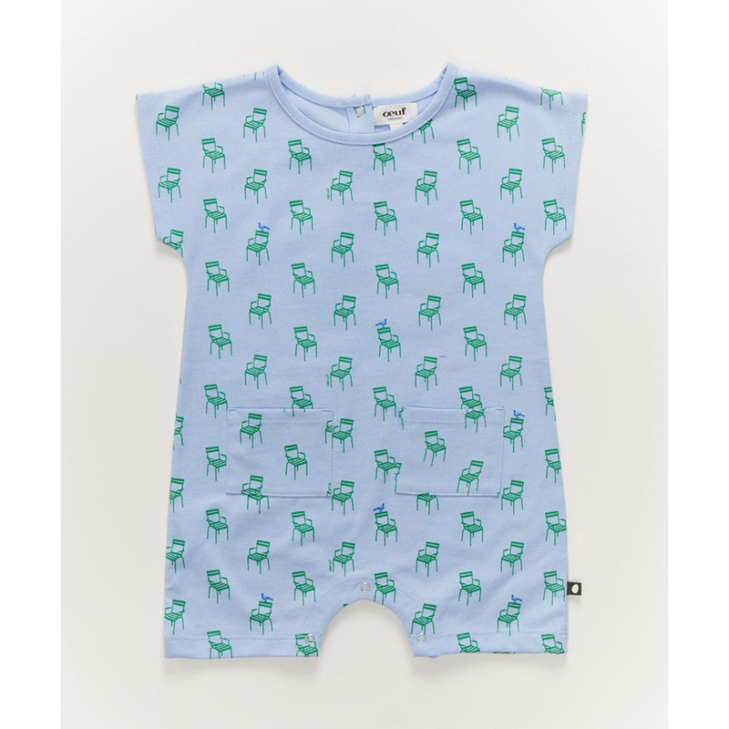 Oeuf Square Romper Ciel/Chair