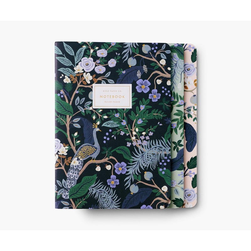 Rifle Paper Co Assorted Set of 3 Peacock Notebooks