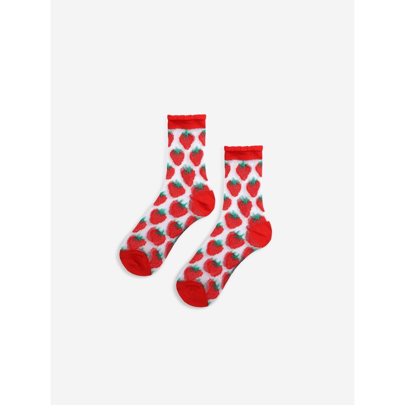 Bobo Choses Strawberry Transparent Short Socks