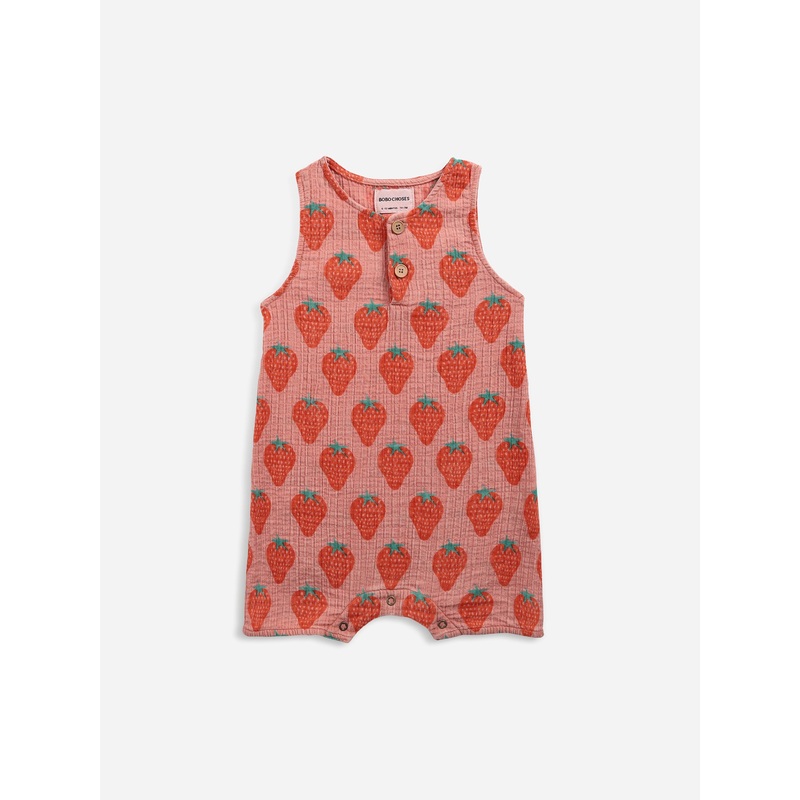 Bobo Choses Strawberry All Over Woven Playsuit