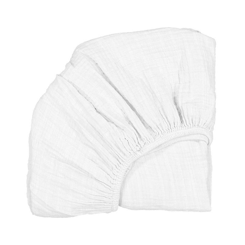 Charlie Crane Fitted Sheet for Kumi Cradle and Kuko Bassinet - White