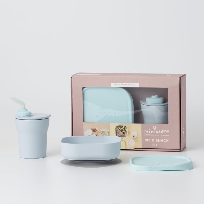 Miniware Sip & Snack Set - Aqua/Aqua