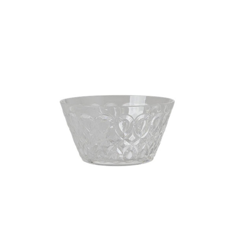Rice DK Small Acrylic Bowl with Swirly Embossed Detail Clear