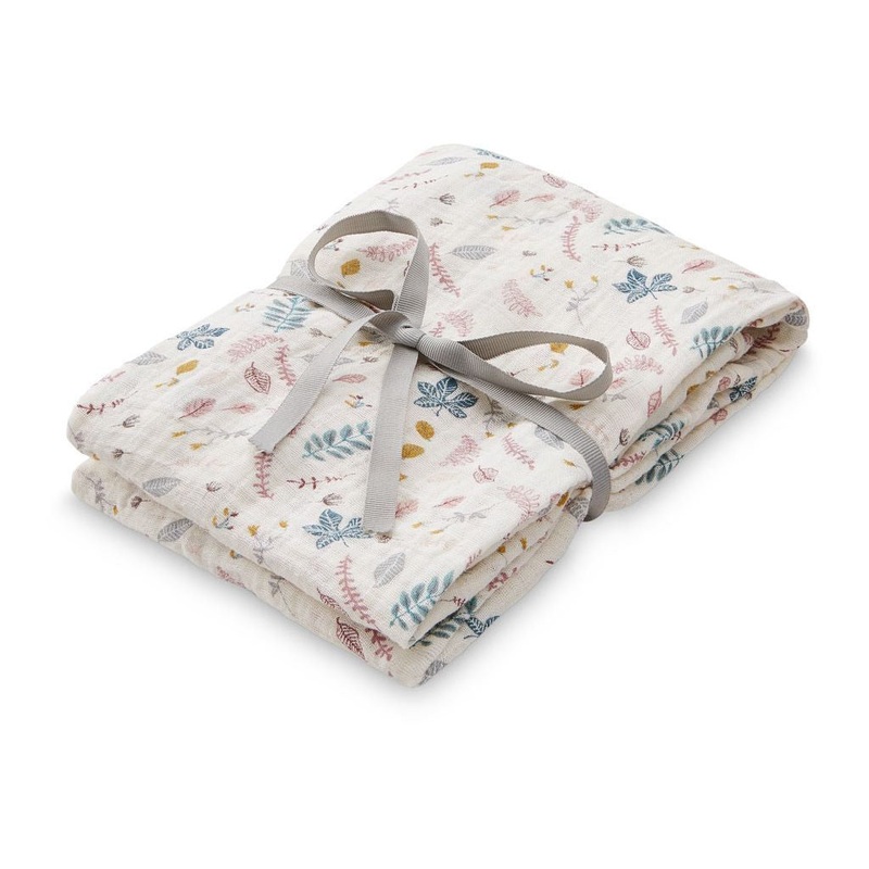 Cam Cam Copenhagen Swaddle Muslin Light Printed Pressed Leaves Rose