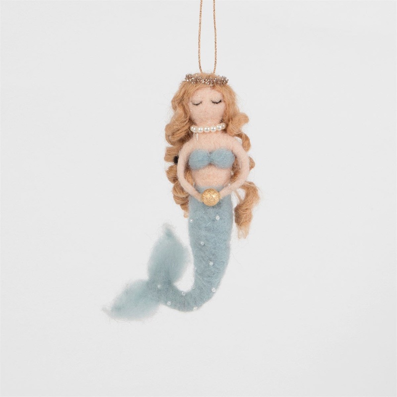 RJB Stone Golden Pearl Mermaid Felt Hanging Decoration