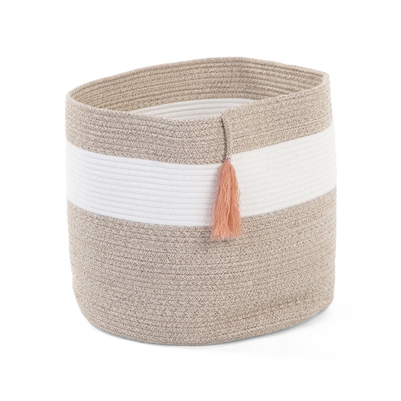 Childhome Cotton Rope Basket White Beige + Tassel Nude