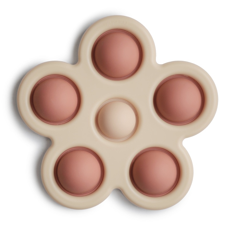 Mushie Flower Press Toy - Rose / Blush / Shifting Sand