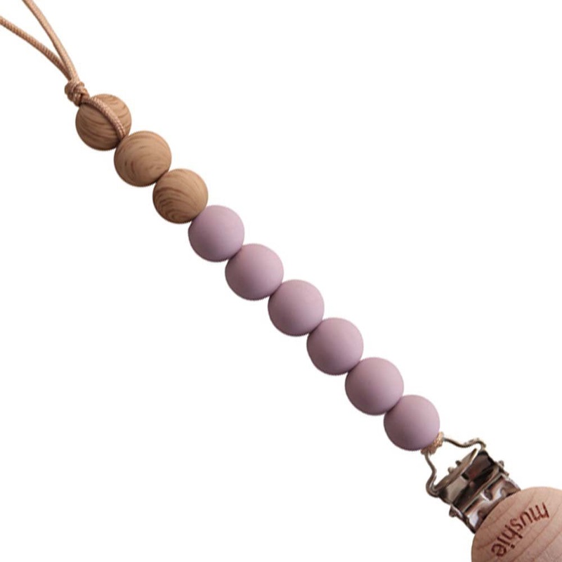 Mushie Pacifier Clips Eva - Mauve