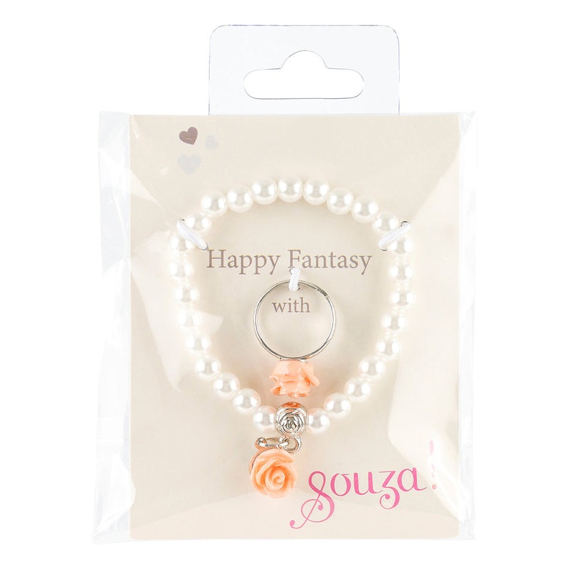 Souza Giftpack Bracelet Pearls-Rose Salmon + Ring