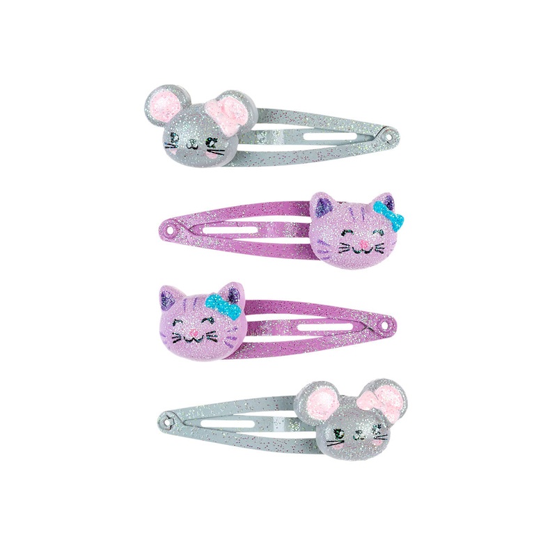 Souza Hair Clips Cat & Mouse, Lilac-Grey