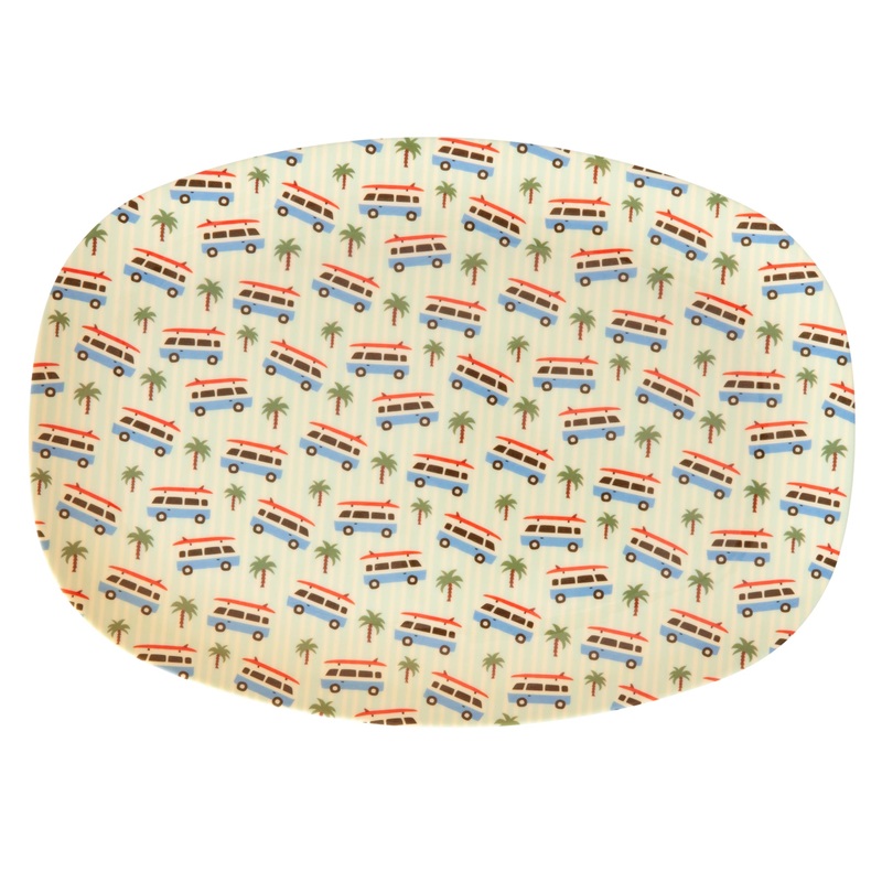 Rice DK Melamine Rectangular Plate with Cars Print