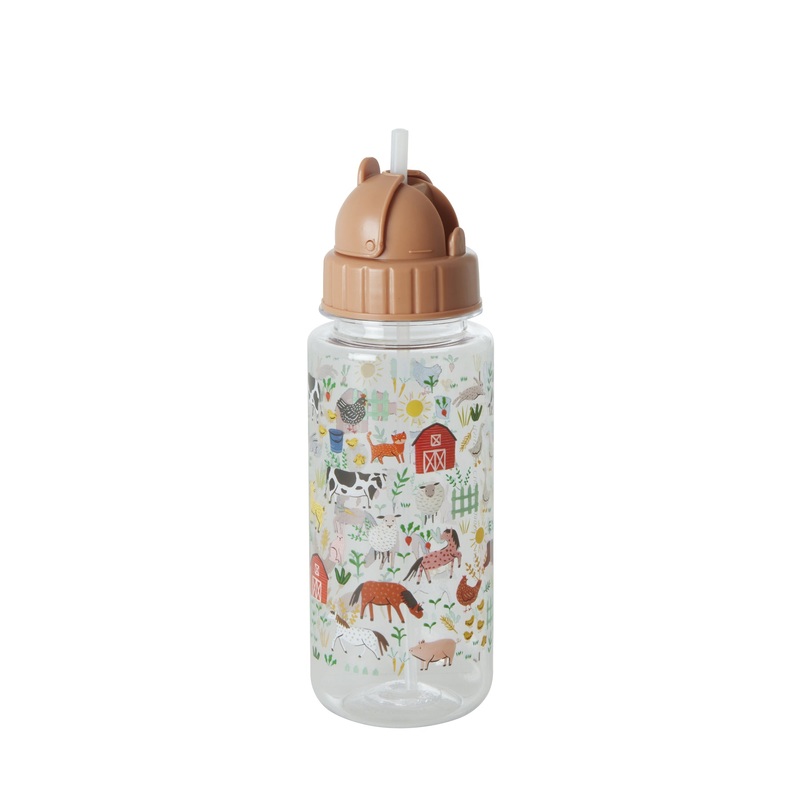 Rice DK Plastic Kids Drinking Bottle - Farm Print 450ml