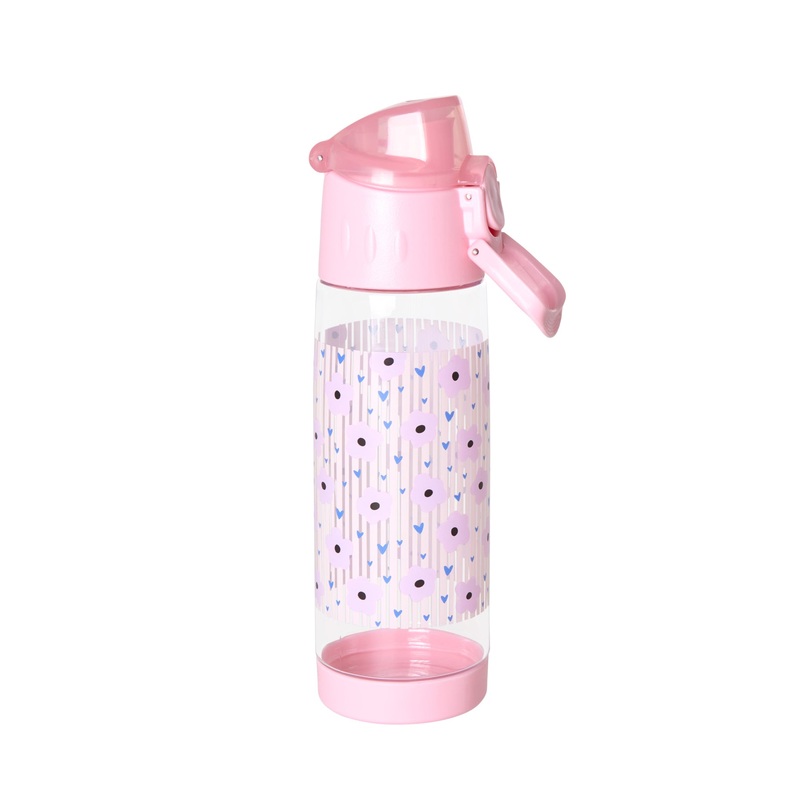 Rice DK Plastic Kids Drinking Bottle with Flower Print - Pink