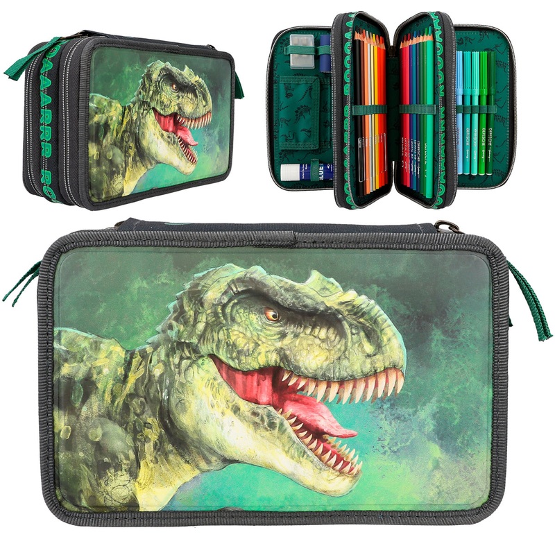 Depesche Dino World Triple Pencil Case Green