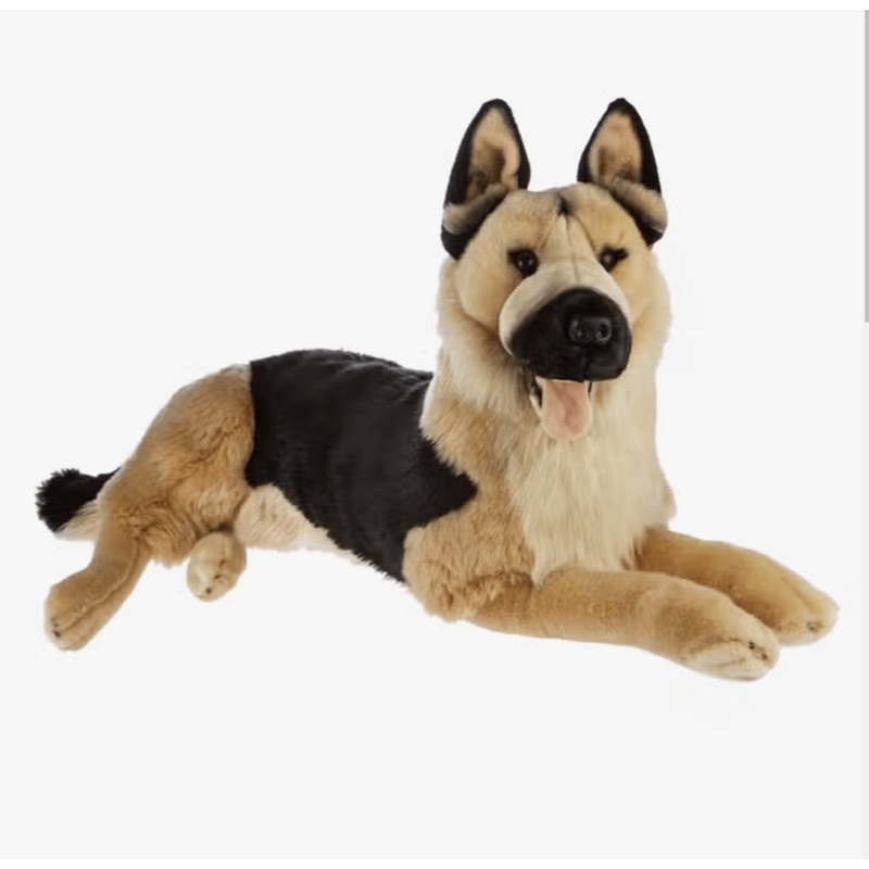 Plush Large Light Face German Shepherd Lifelike Eco-friendly Lying Down