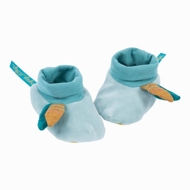Moulin Roty Le Voyage Dolga Blue Baby Slippers