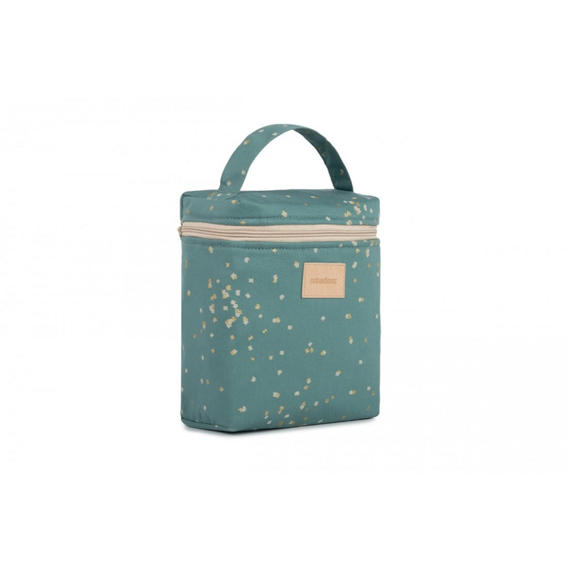 nobodinoz Hyde Park Insulated Baby Bottle and Lunch Bag Gold Confetti/Magic Green